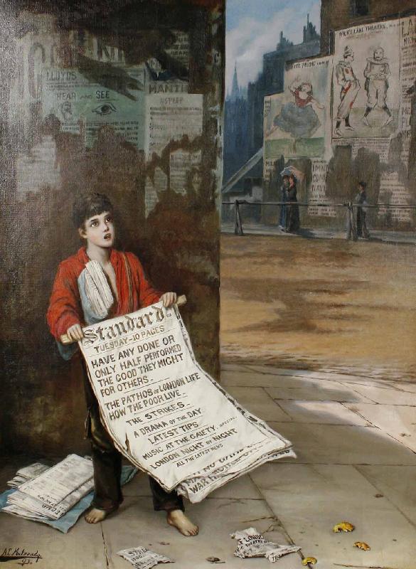Augustus e.mulready A London news boy oil painting picture
